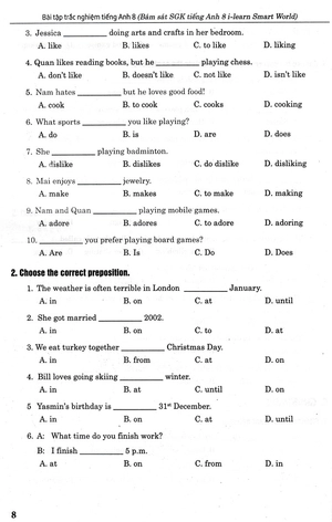 bài tập trắc nghiệm tiếng anh 8 - có đáp án (bám sát sgk cánh diều - i-learn smart world)