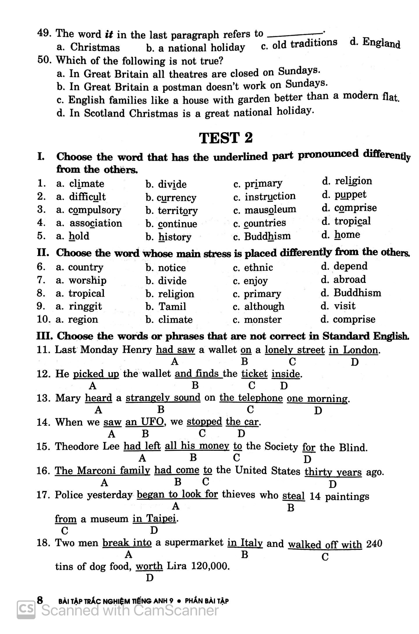 bài tập trắc nghiệm tiếng anh 9 (có đáp án) (tái bản 2018)
