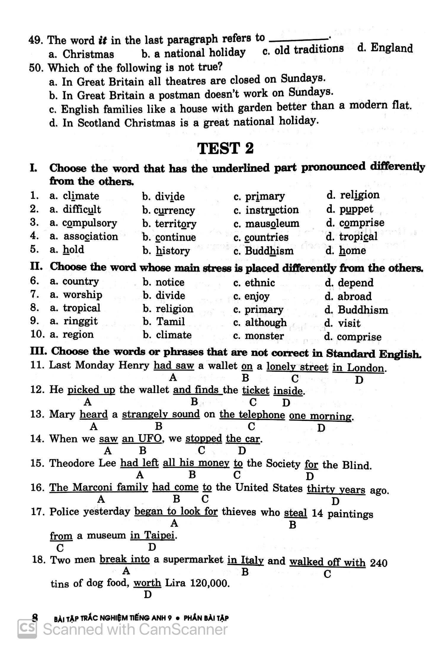 bài tập trắc nghiệm tiếng anh 9 (không đáp án) (tái bản 2018)