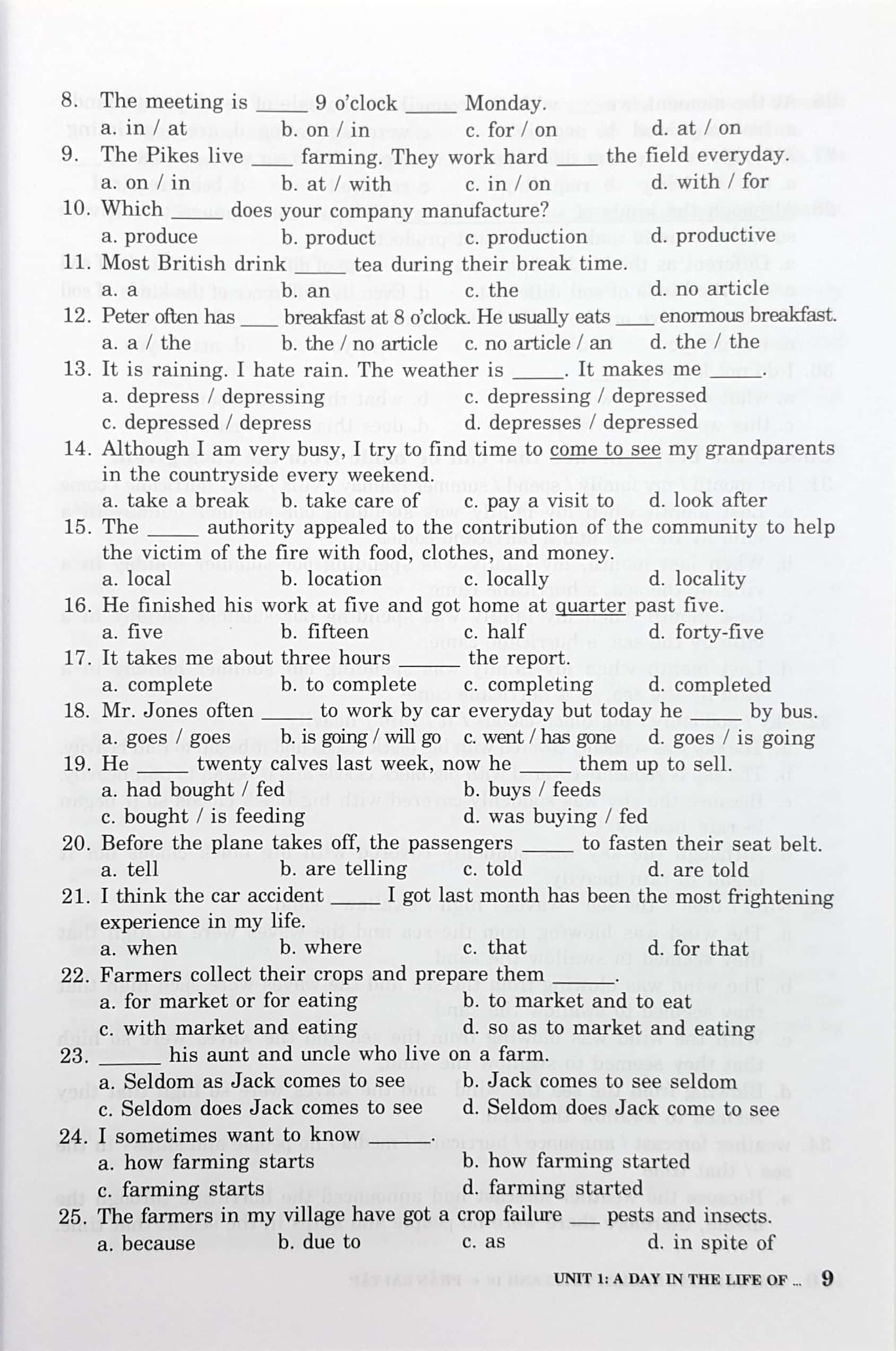 bài tập trắc nghiệm tiếng anh - lớp 10 (không đáp án)