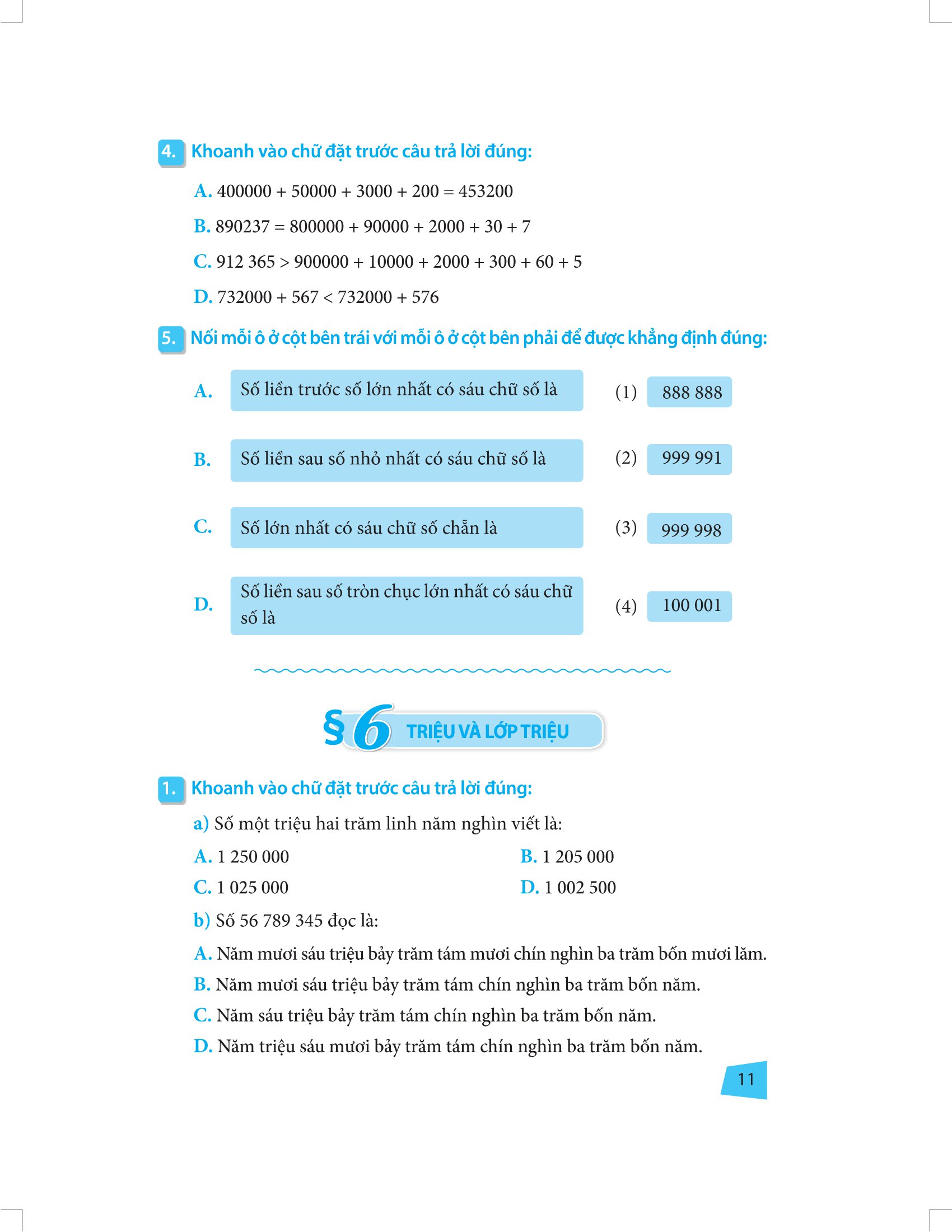 bài tập trắc nghiệm và đề tự kiểm tra toán 4