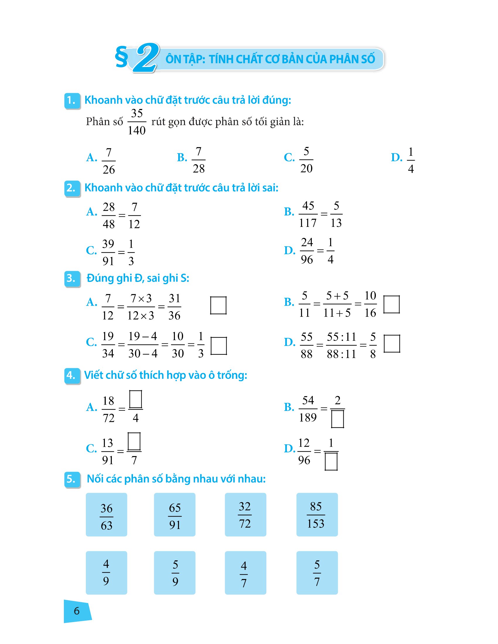 bài tập trắc nghiệm và đề tự kiểm tra toán 5