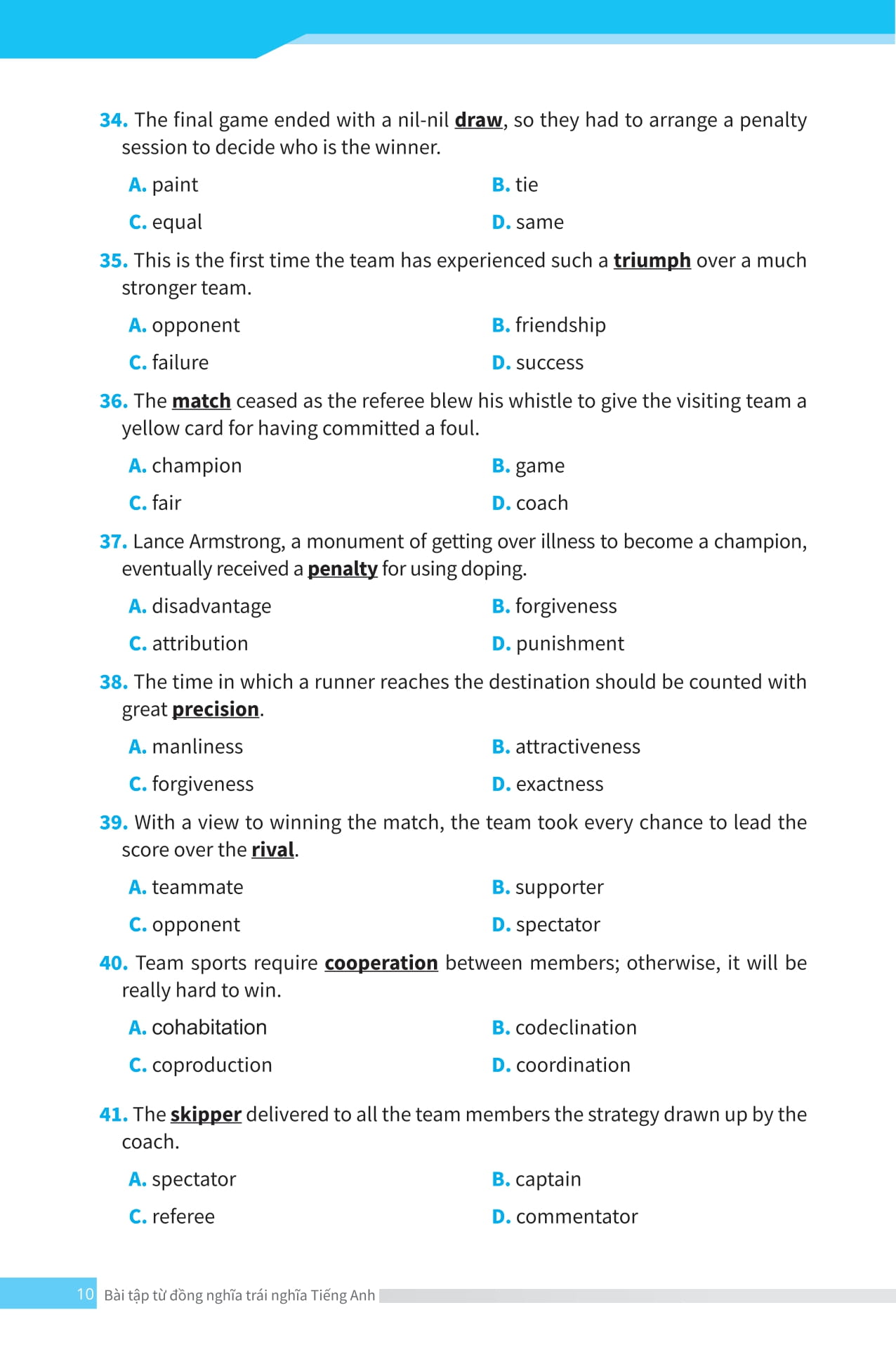 bài tập từ đồng nghĩa, trái nghĩa tiếng anh (ôn thi vào lớp 10 và 10 chuyên)