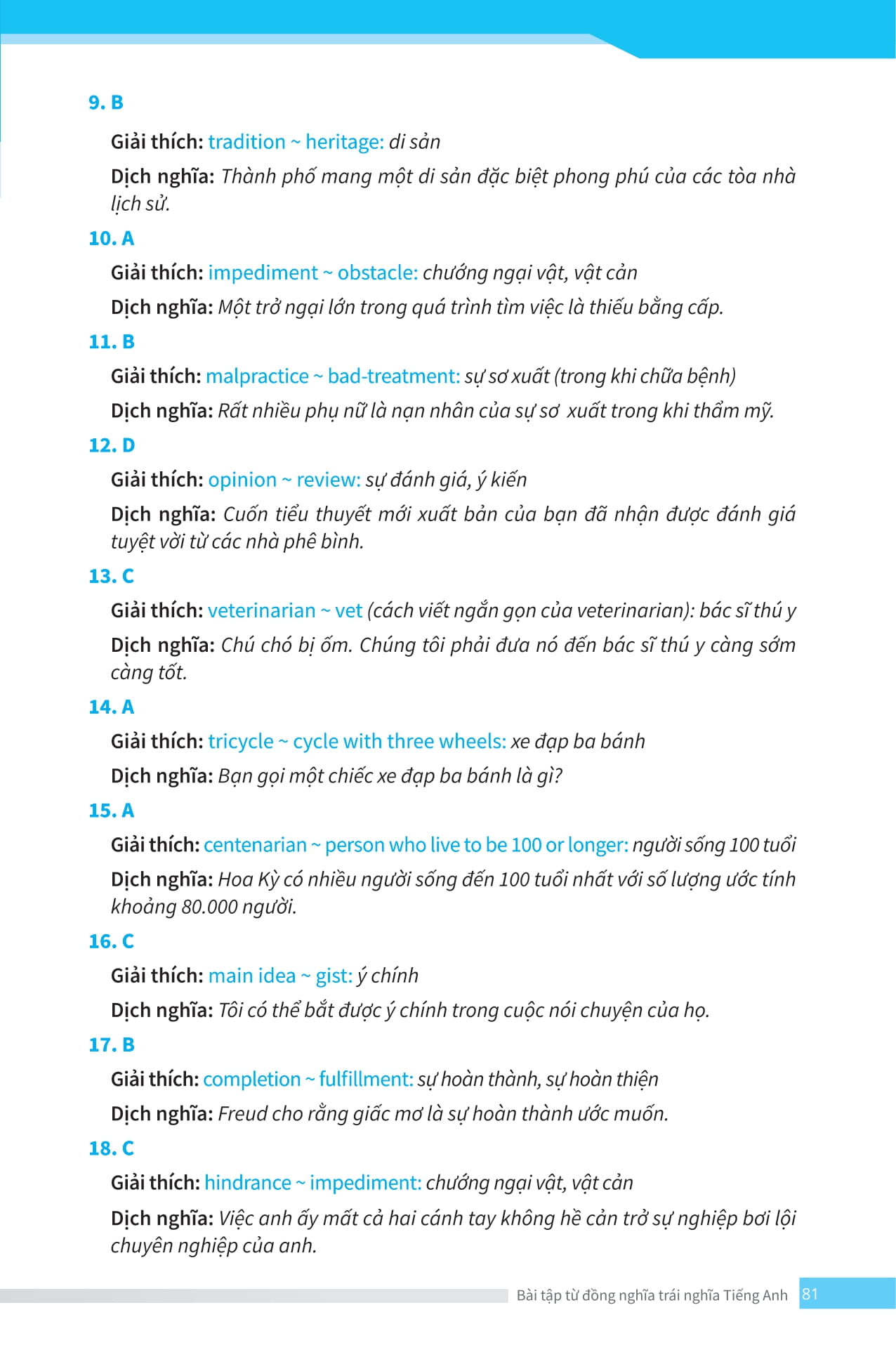 bài tập từ đồng nghĩa, trái nghĩa tiếng anh (ôn thi vào lớp 10 và 10 chuyên)