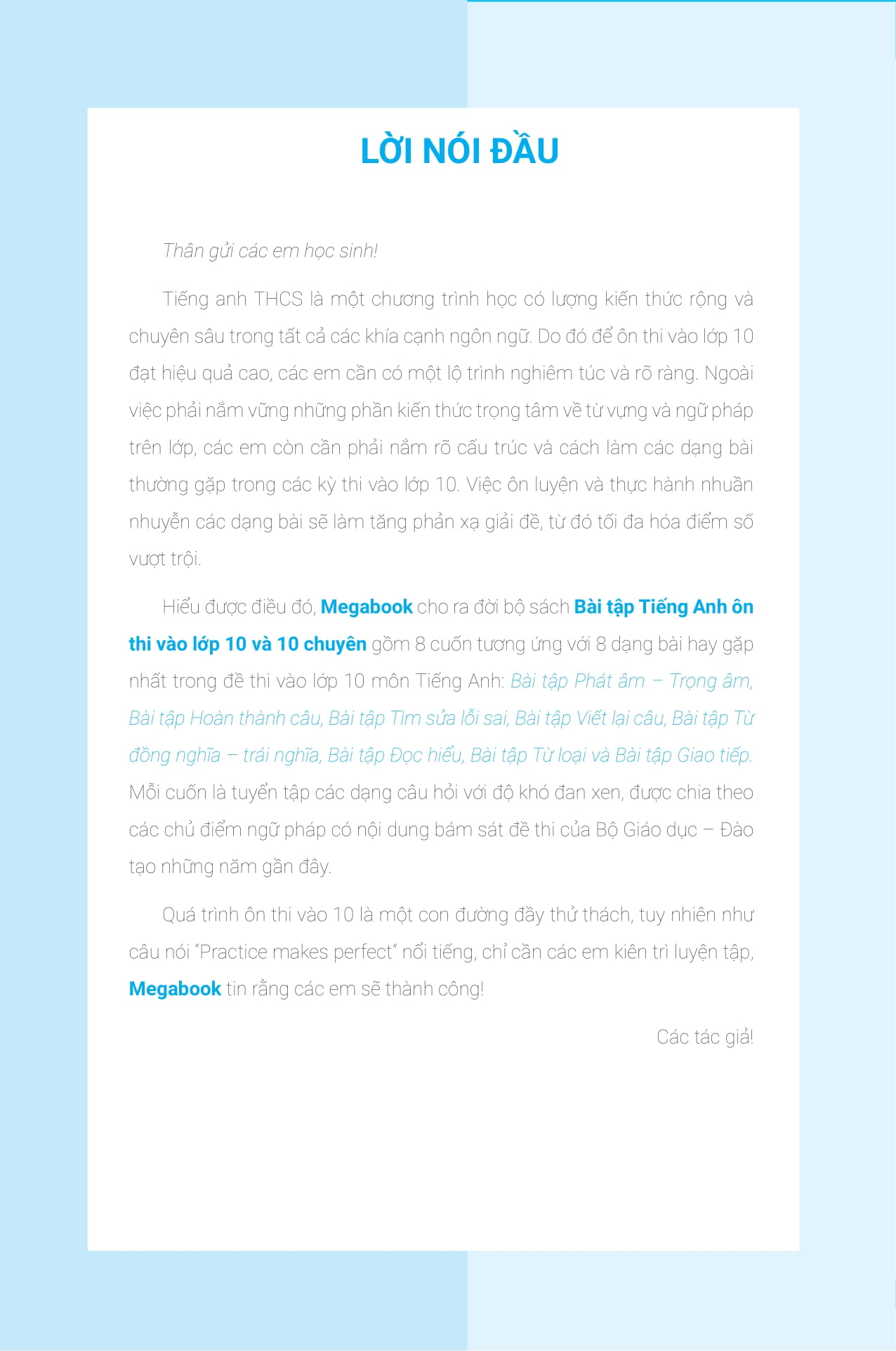 bài tập từ đồng nghĩa, trái nghĩa tiếng anh (ôn thi vào lớp 10 và 10 chuyên)