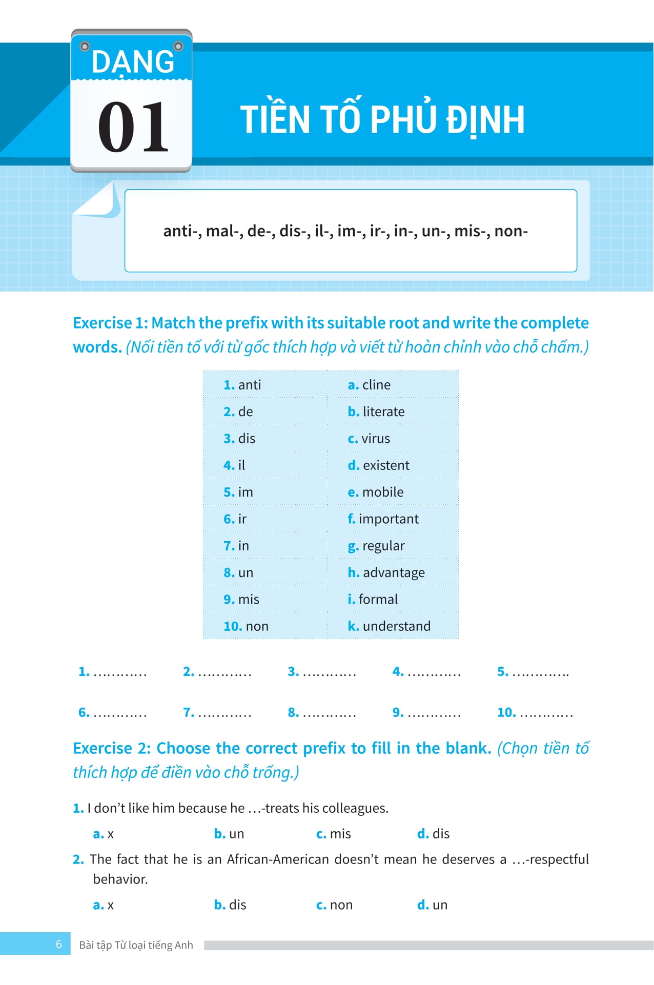 bài tập từ loại tiếng anh - ôn thi vào lớp 10 và 10 chuyên