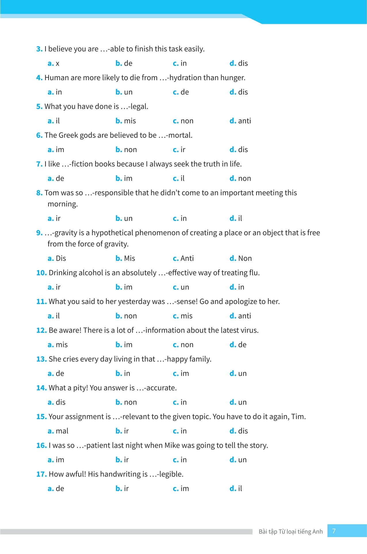 bài tập từ loại tiếng anh - ôn thi vào lớp 10 và 10 chuyên