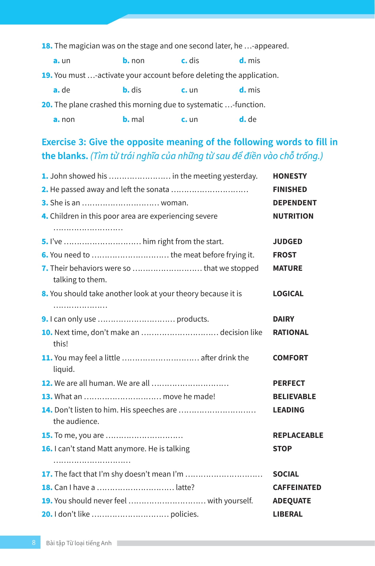 bài tập từ loại tiếng anh - ôn thi vào lớp 10 và 10 chuyên