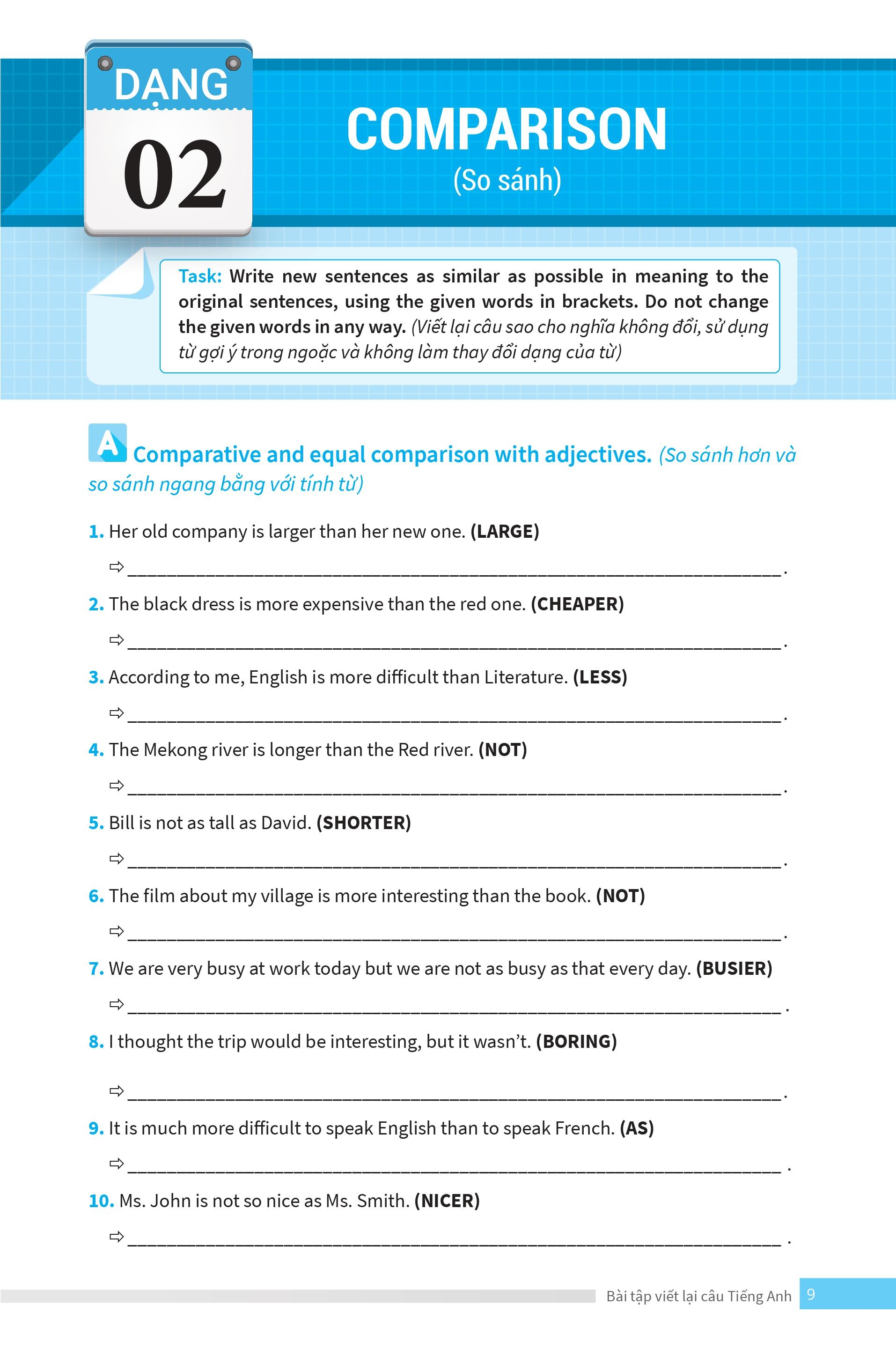 bài tập viết lại câu tiếng anh ( ôn thi vào lớp 10 và 10 chuyên )
