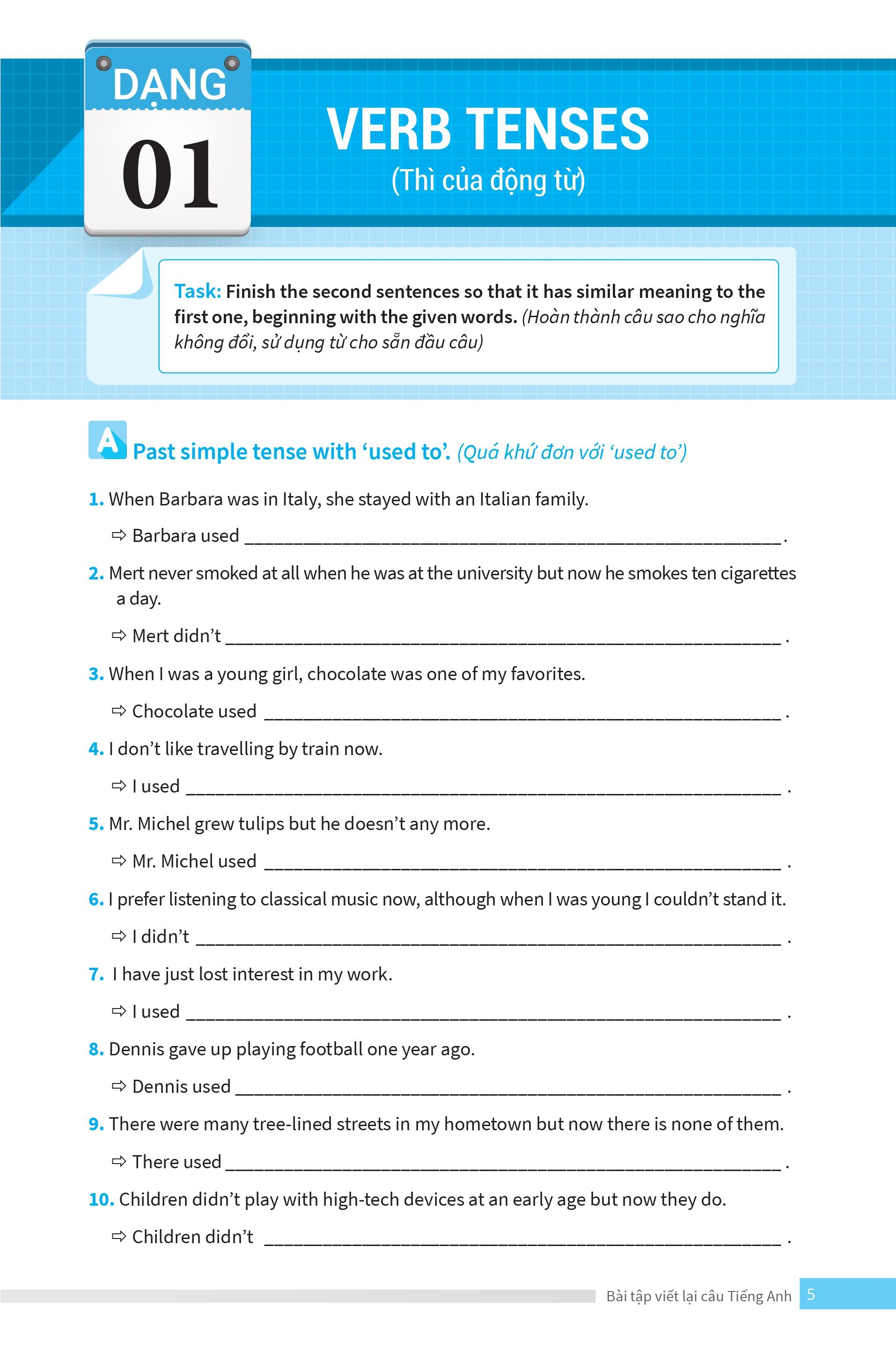 bài tập viết lại câu tiếng anh ( ôn thi vào lớp 10 và 10 chuyên )