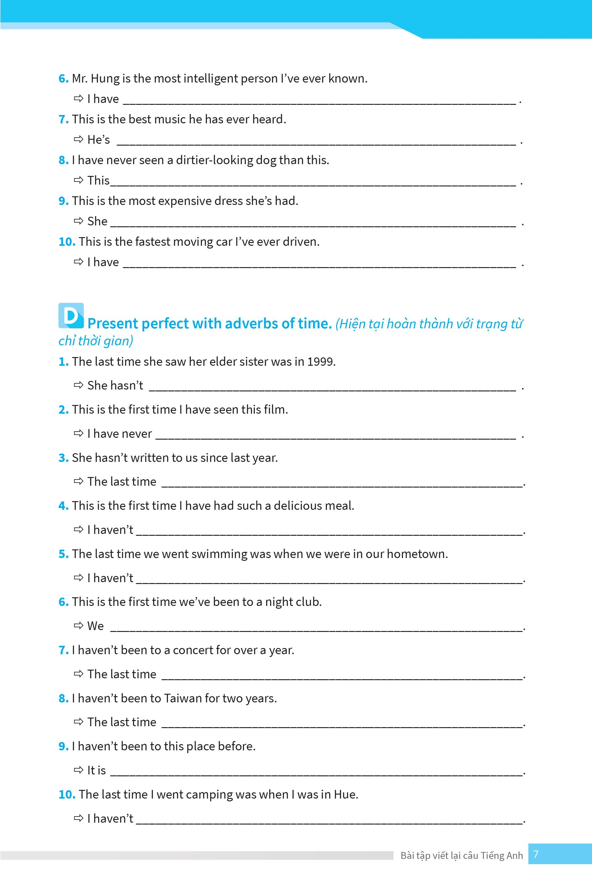 bài tập viết lại câu tiếng anh ( ôn thi vào lớp 10 và 10 chuyên )