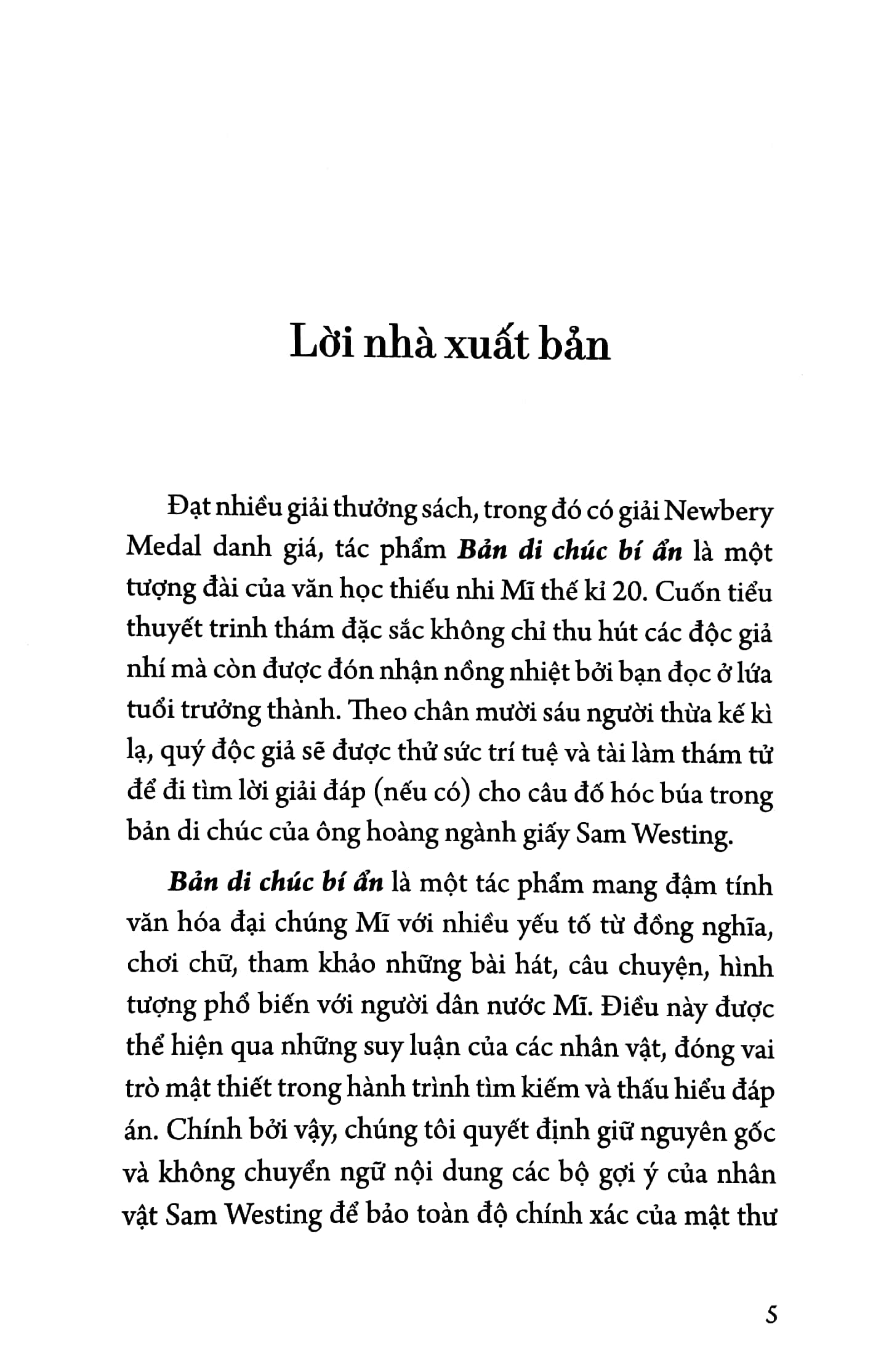 bản di chúc bí ẩn - giải thưởng văn học thiếu nhi mĩ - newbery medal 1979