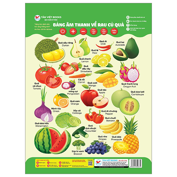bảng âm thanh về rau củ quả