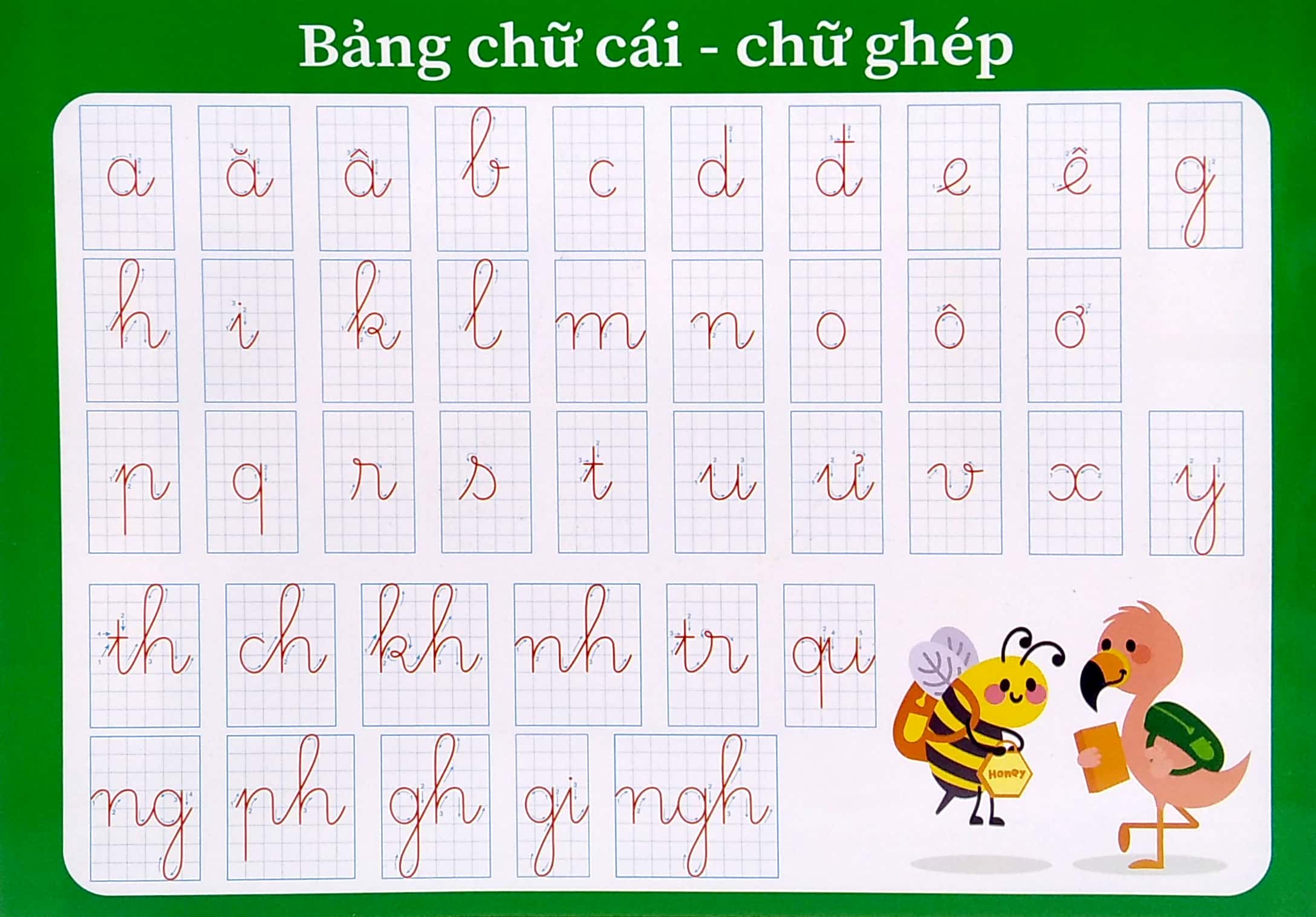 bảng âm vần lớp 1 - bảng chữ cái - chữ ghép