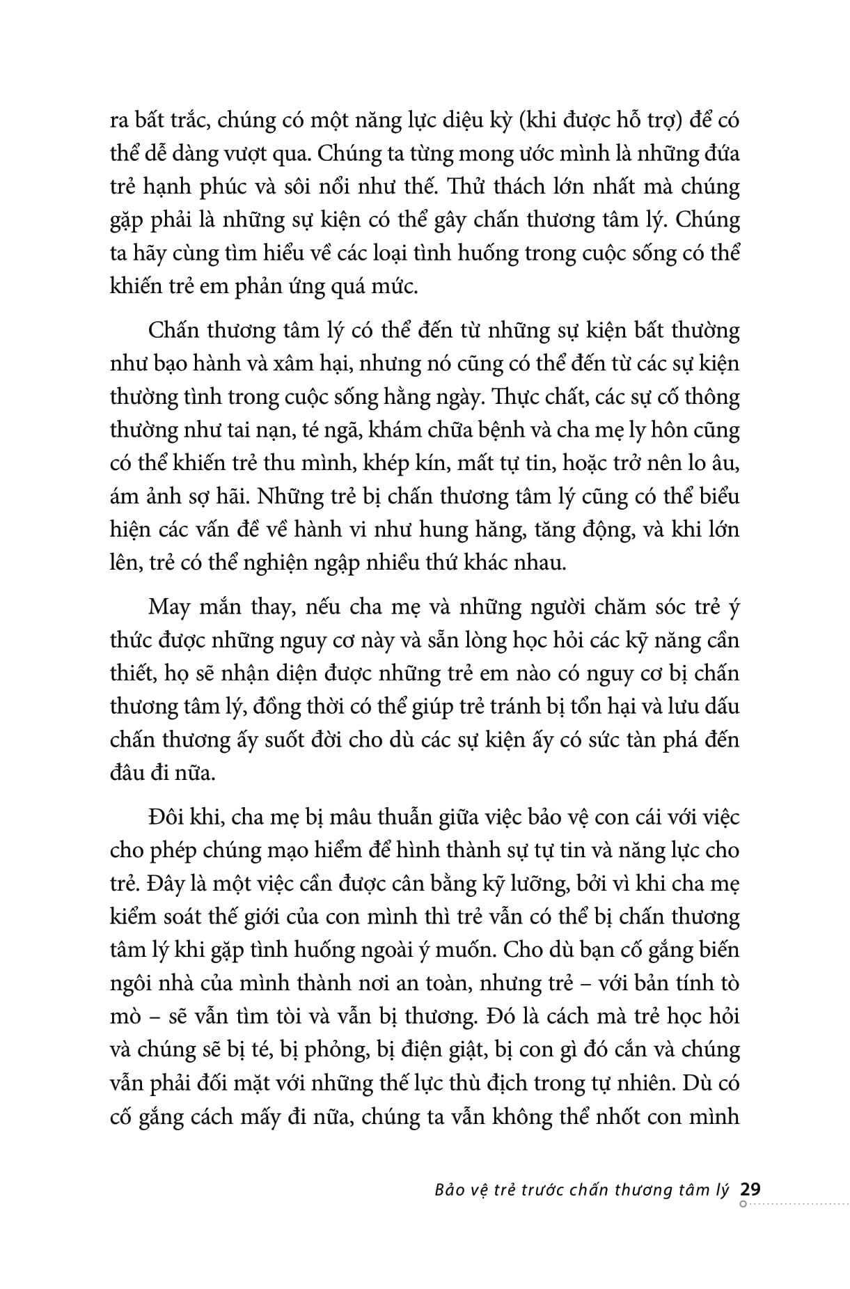 bảo vệ trẻ trước chấn thương tâm lý