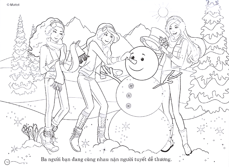 barbie giáng sinh yêu thương - tô màu khổ lớn với hơn 50 đề can