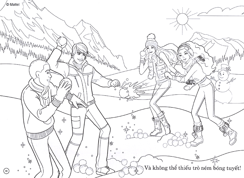 barbie giáng sinh yêu thương - tô màu khổ lớn với hơn 50 đề can