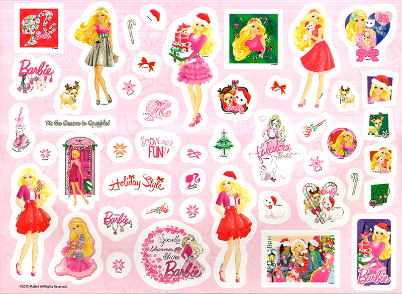 barbie giáng sinh yêu thương - tô màu khổ lớn với hơn 50 đề can