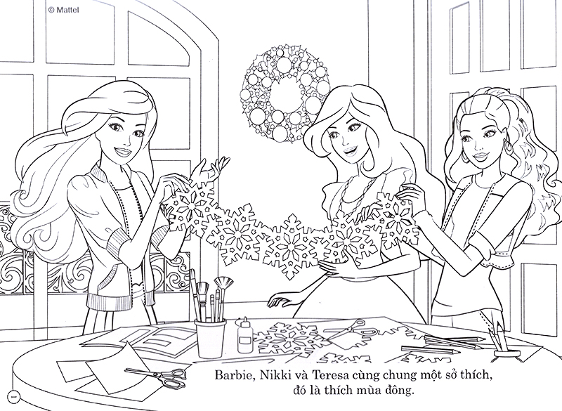 barbie giáng sinh yêu thương - tô màu khổ lớn với hơn 50 đề can