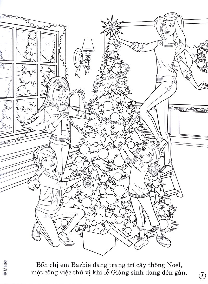 barbie giáng sinh yêu thương - tô màu khổ lớn với hơn 50 đề can