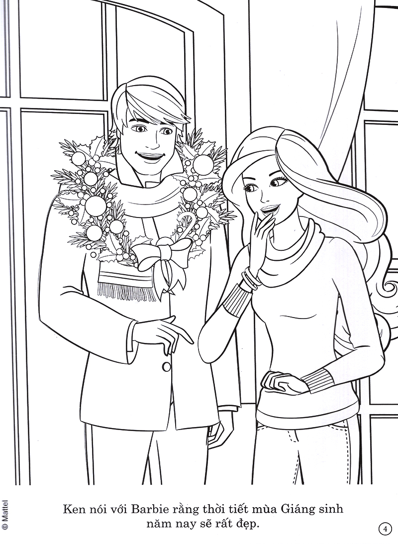barbie giáng sinh yêu thương - tô màu khổ lớn với hơn 50 đề can