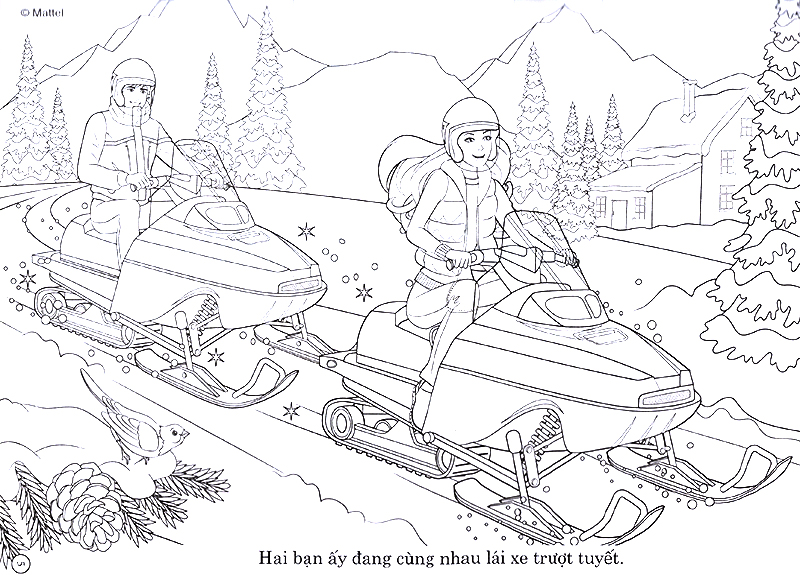 barbie giáng sinh yêu thương - tô màu khổ lớn với hơn 50 đề can