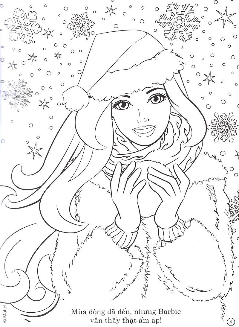 barbie giáng sinh yêu thương - tô màu khổ lớn với hơn 50 đề can