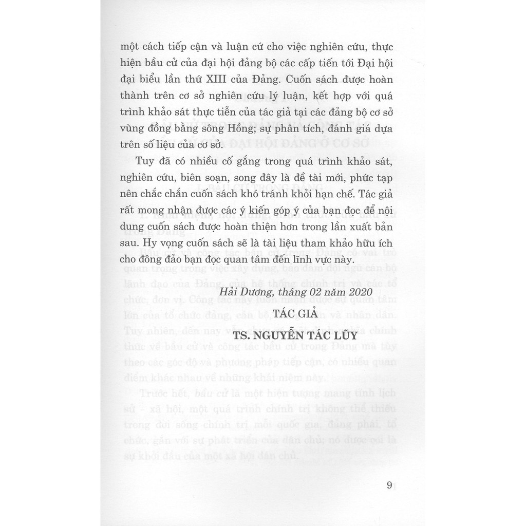 bầu cử trong đảng - một số vấn đề lý luận và thực tiến từ đại hội đảng ở cơ sở