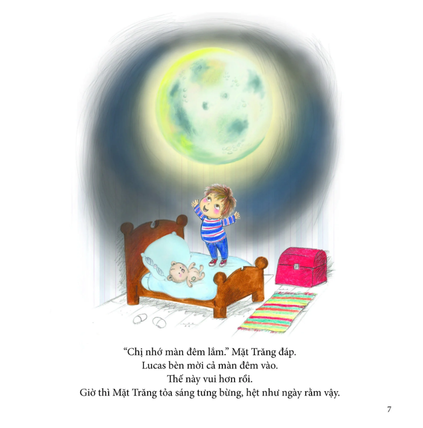 bé chơi cùng mặt trăng