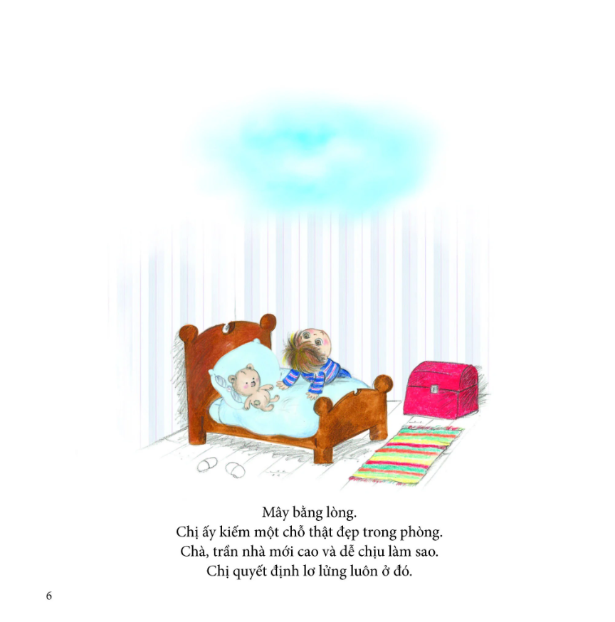 bé chơi cùng mây