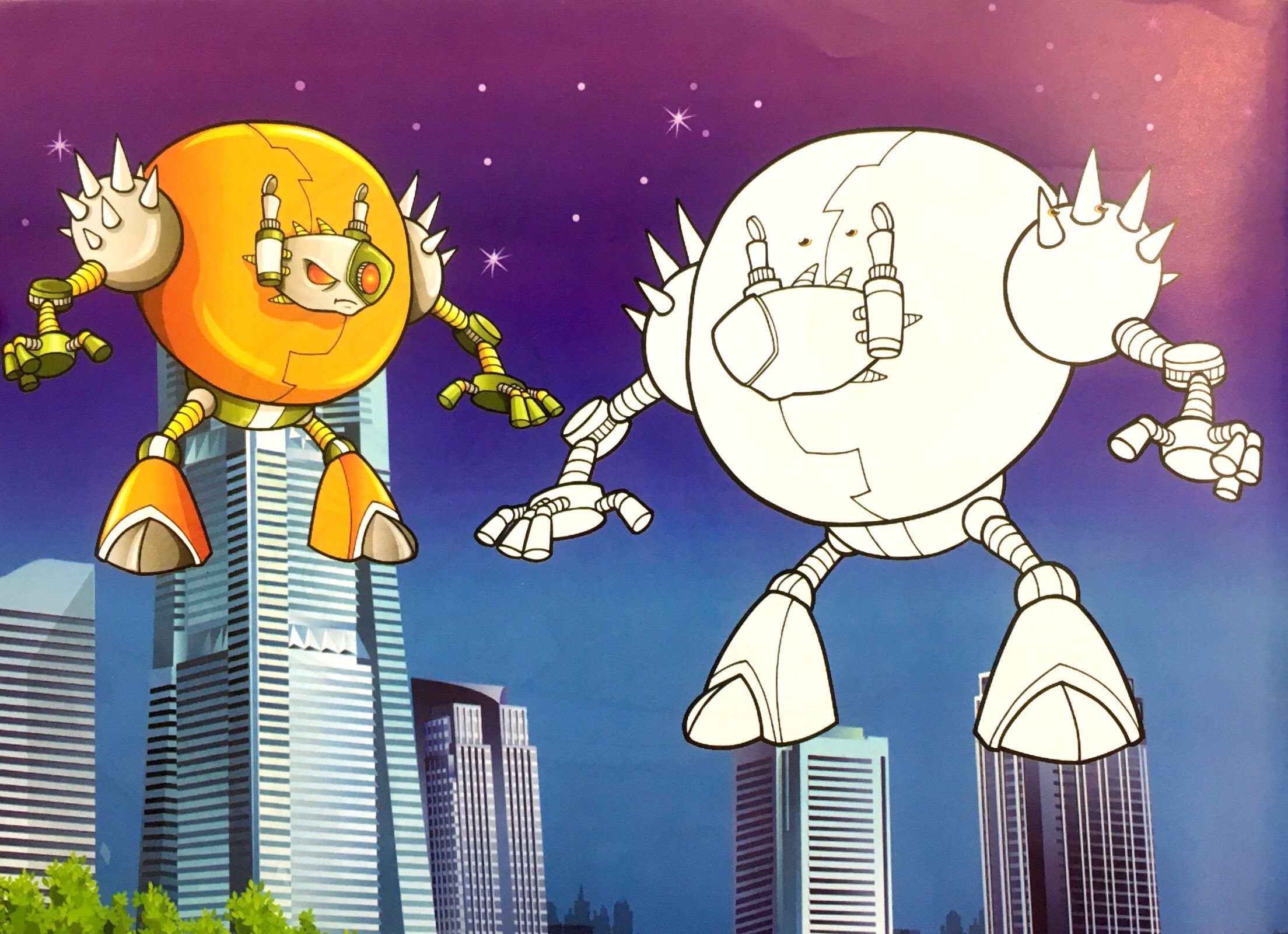 bé chơi với bút màu - rô - bốt