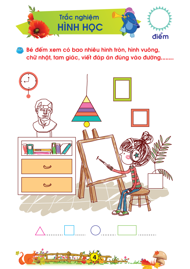 bé chuẩn bị vào lớp 1 - vở bé làm toán trắc nghiệm (dành cho bé từ 5-6 tuổi) (tái bản 2021)