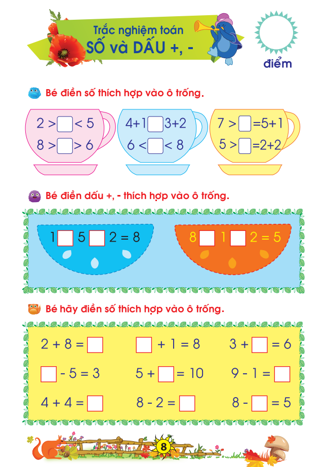 bé chuẩn bị vào lớp 1 - vở bé làm toán trắc nghiệm (dành cho bé từ 5-6 tuổi) (tái bản 2021)