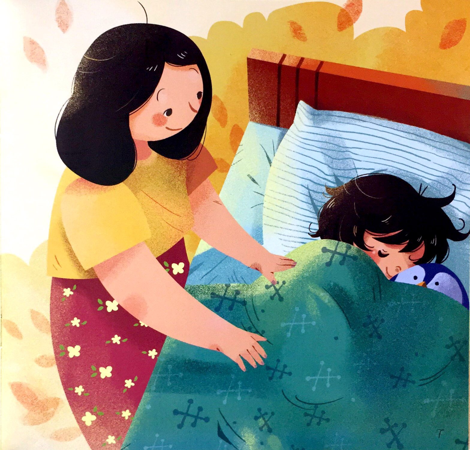 bé con của mẹ ơi! có một con sâu đo bò lên người mình