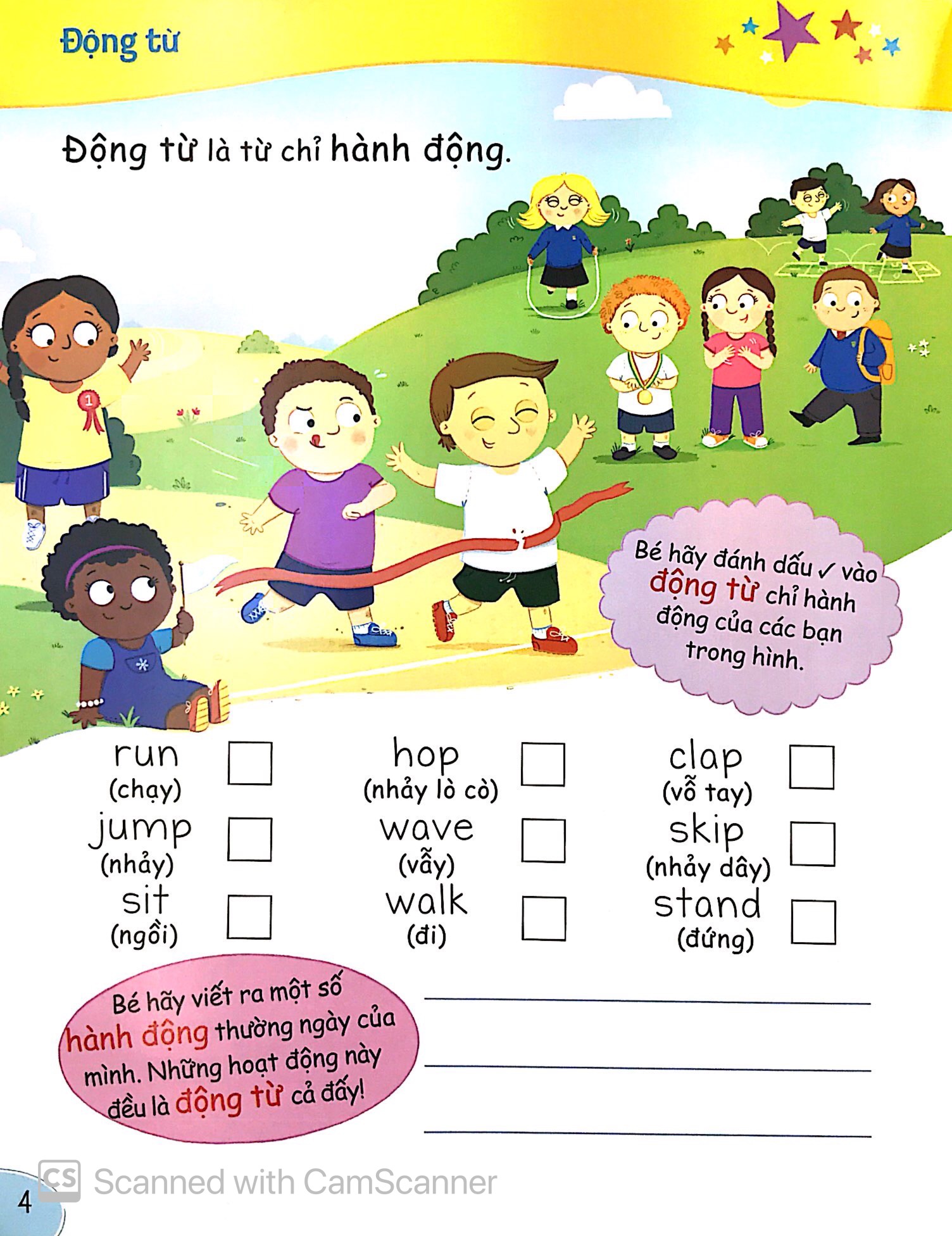 bé học ngữ pháp tiếng anh - động từ (5 - 7 tuổi)