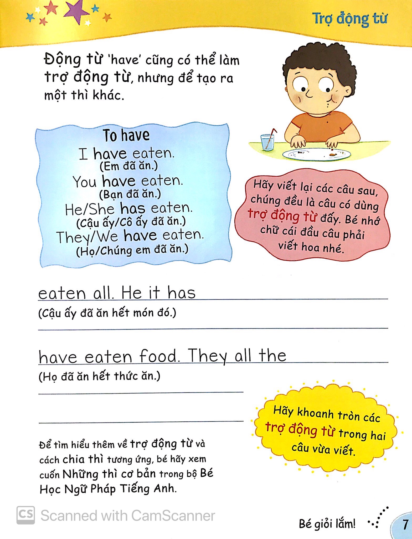 bé học ngữ pháp tiếng anh - động từ (5 - 7 tuổi)