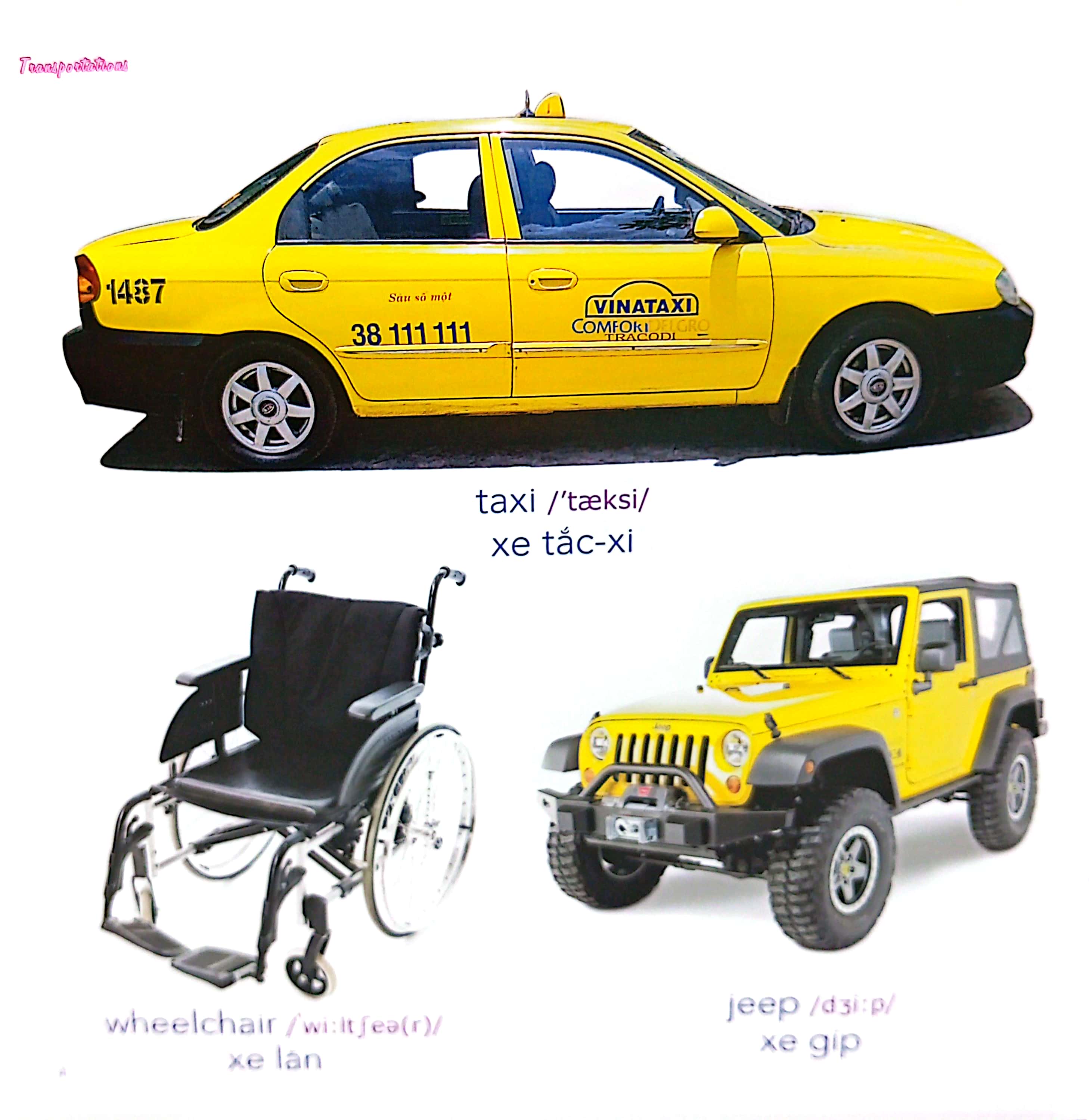 bé học tiếng anh qua hình ảnh - english for children - phương tiện vận chuyển - transportations