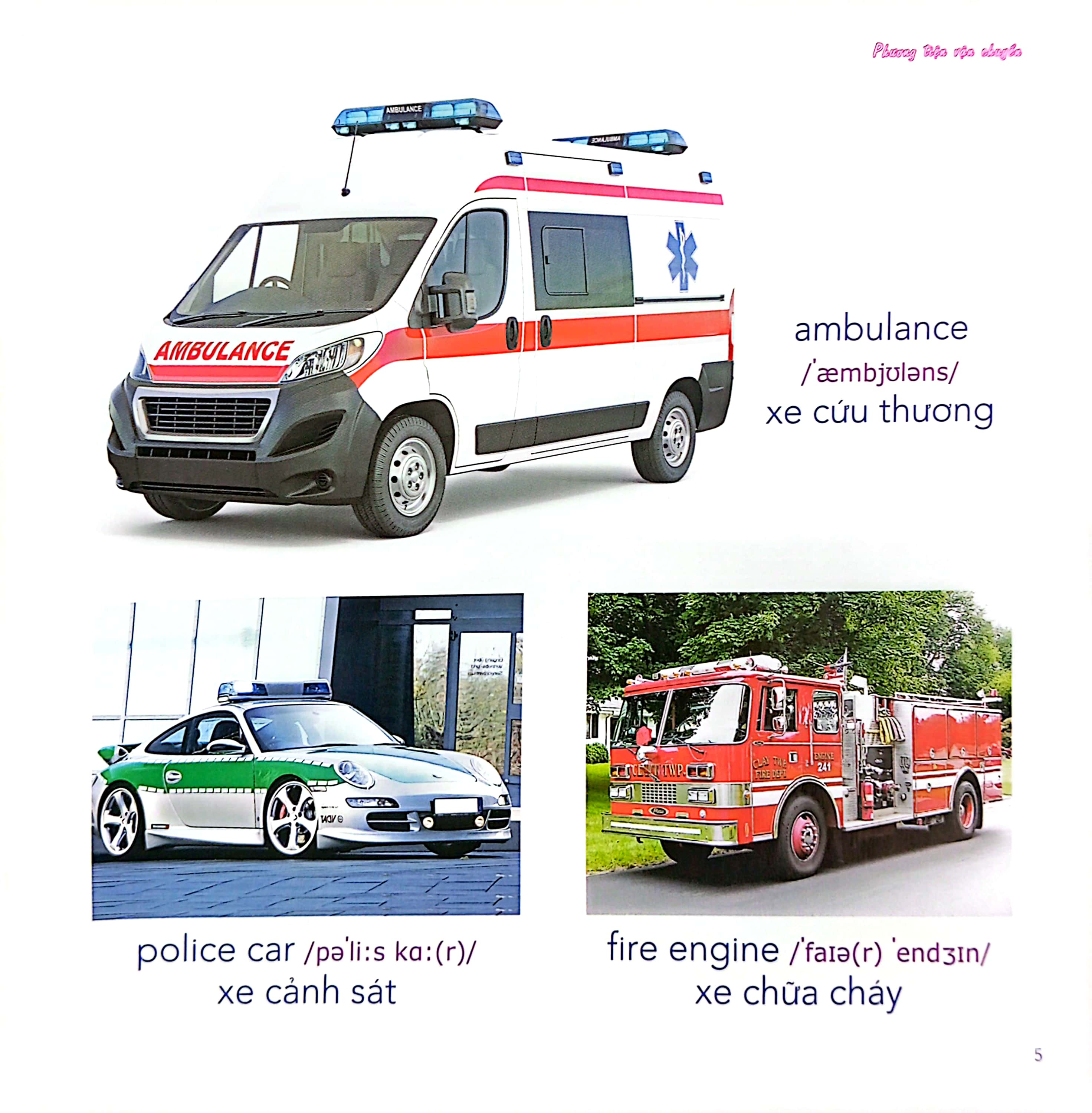 bé học tiếng anh qua hình ảnh - english for children - phương tiện vận chuyển - transportations