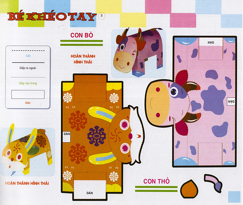 bé khéo tay - cắt và dán hình 3d - giải trí phát triển trí tuệ