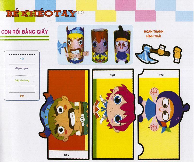 bé khéo tay - cắt và dán hình 3d - giải trí phát triển trí tuệ