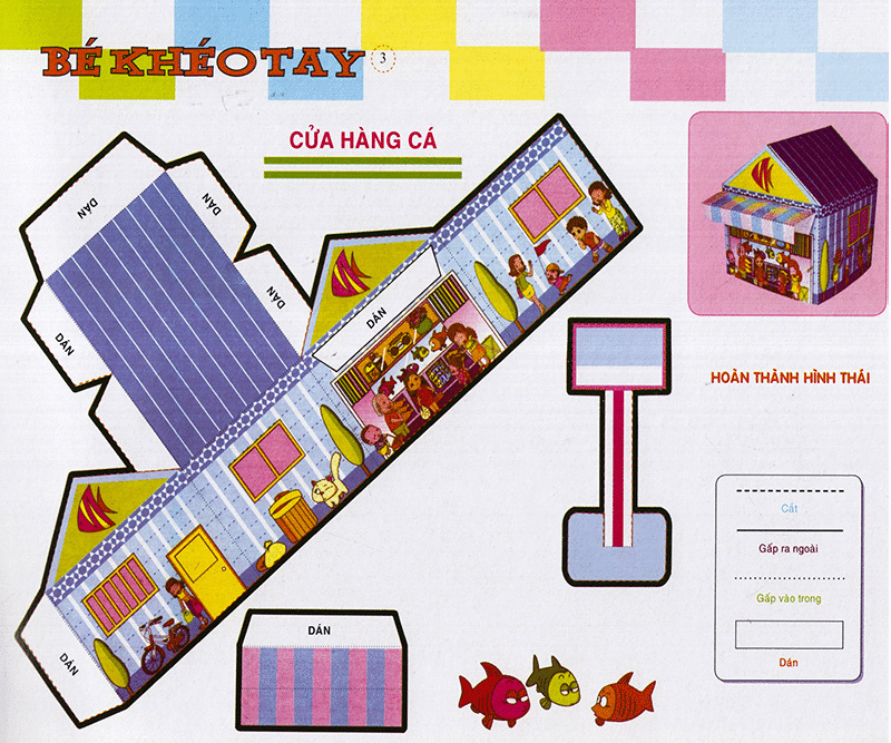 bé khéo tay - cắt và dán hình 3d - giải trí phát triển trí tuệ