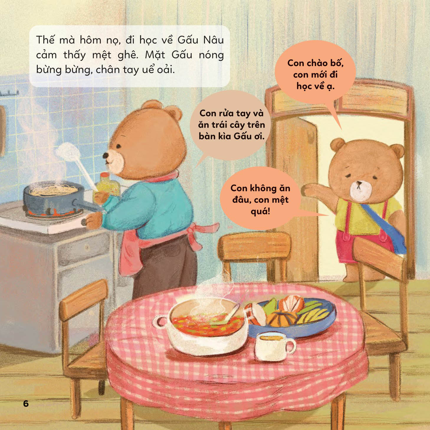 bé khỏe bé vui - không sợ bệnh viện - gấu nâu sốt cao