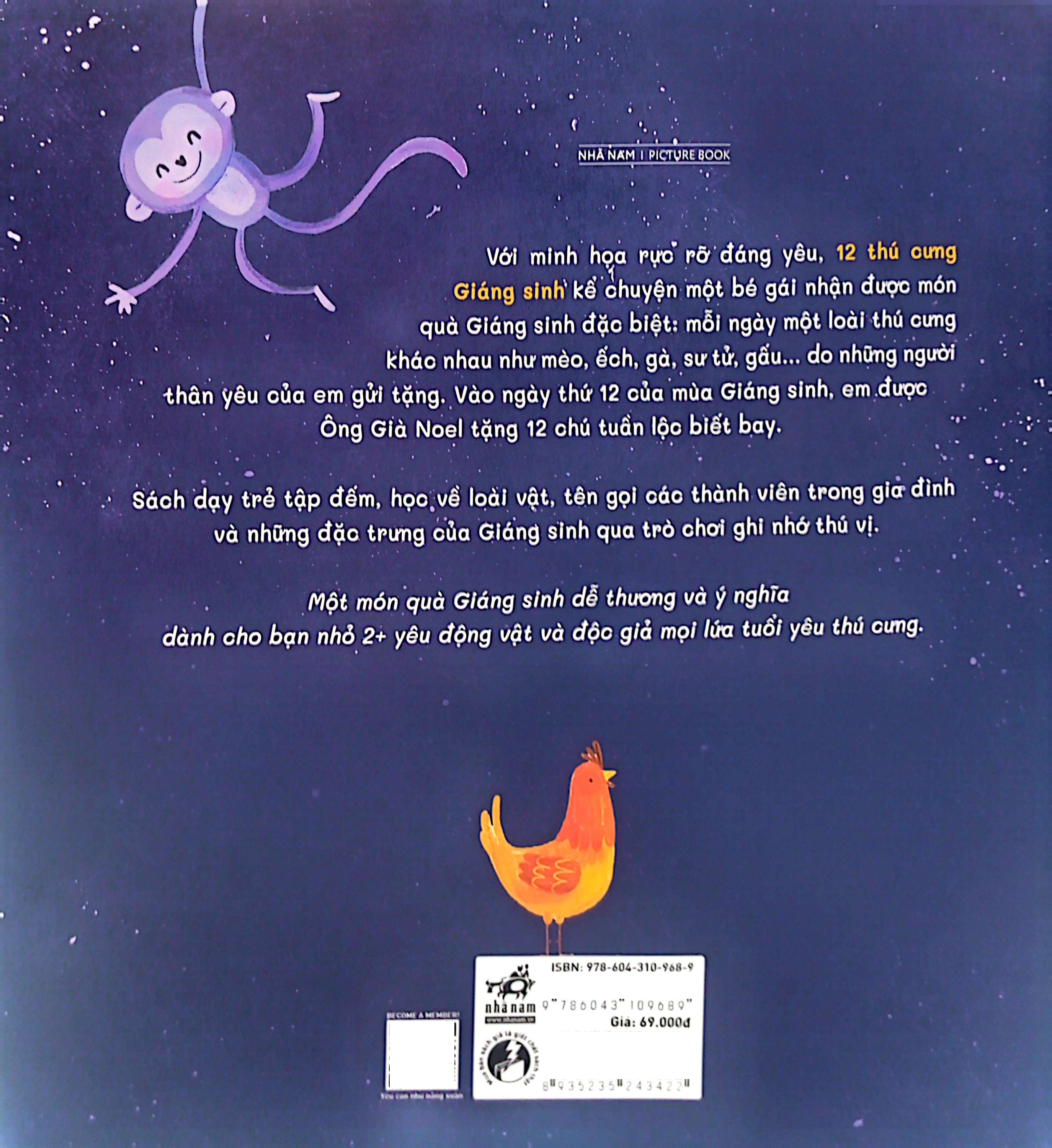 bé tập đếm và học về các loài động vật - 12 thú cưng giáng sinh