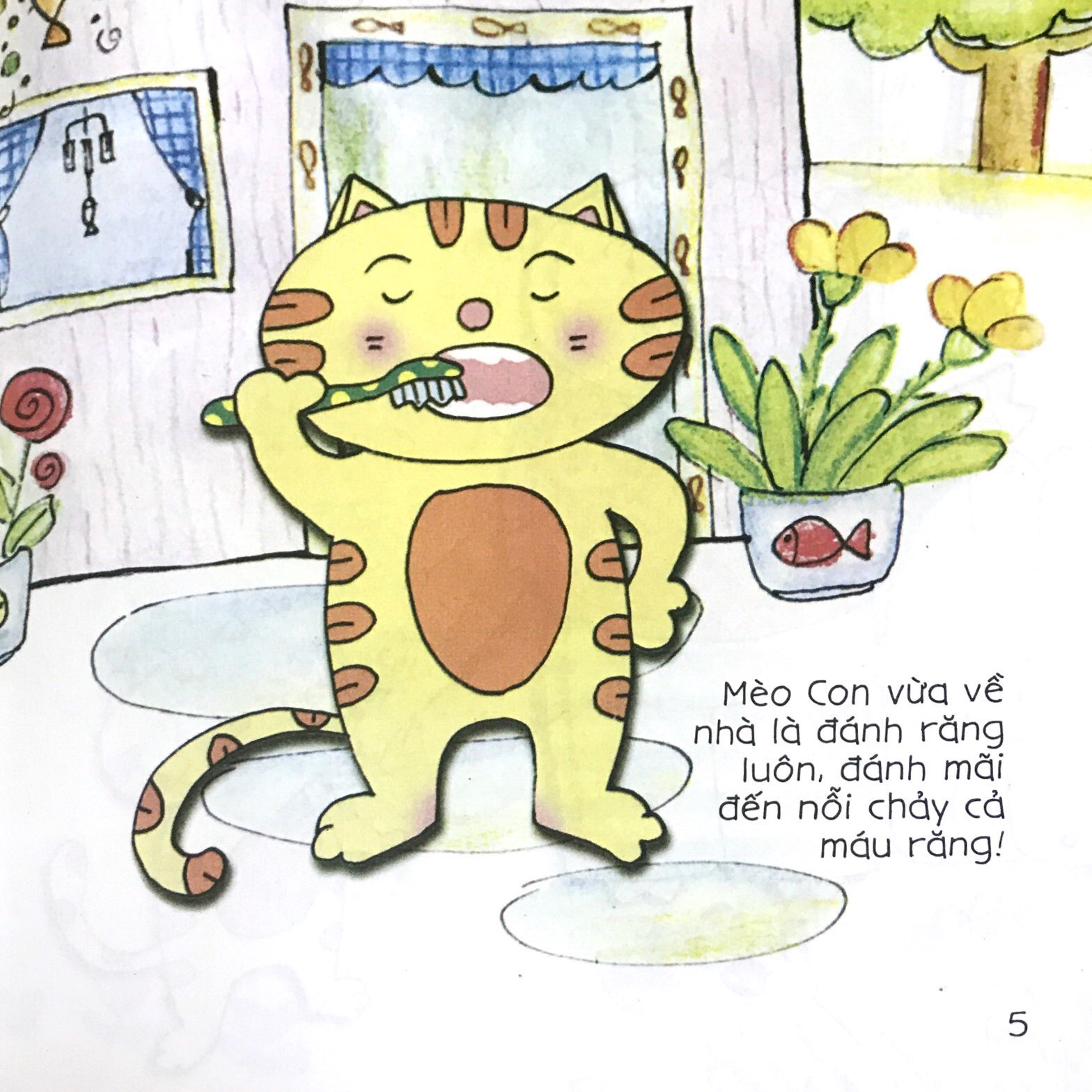 bé tập kể chuyện - mèo con đánh răng (tái bản 2022)