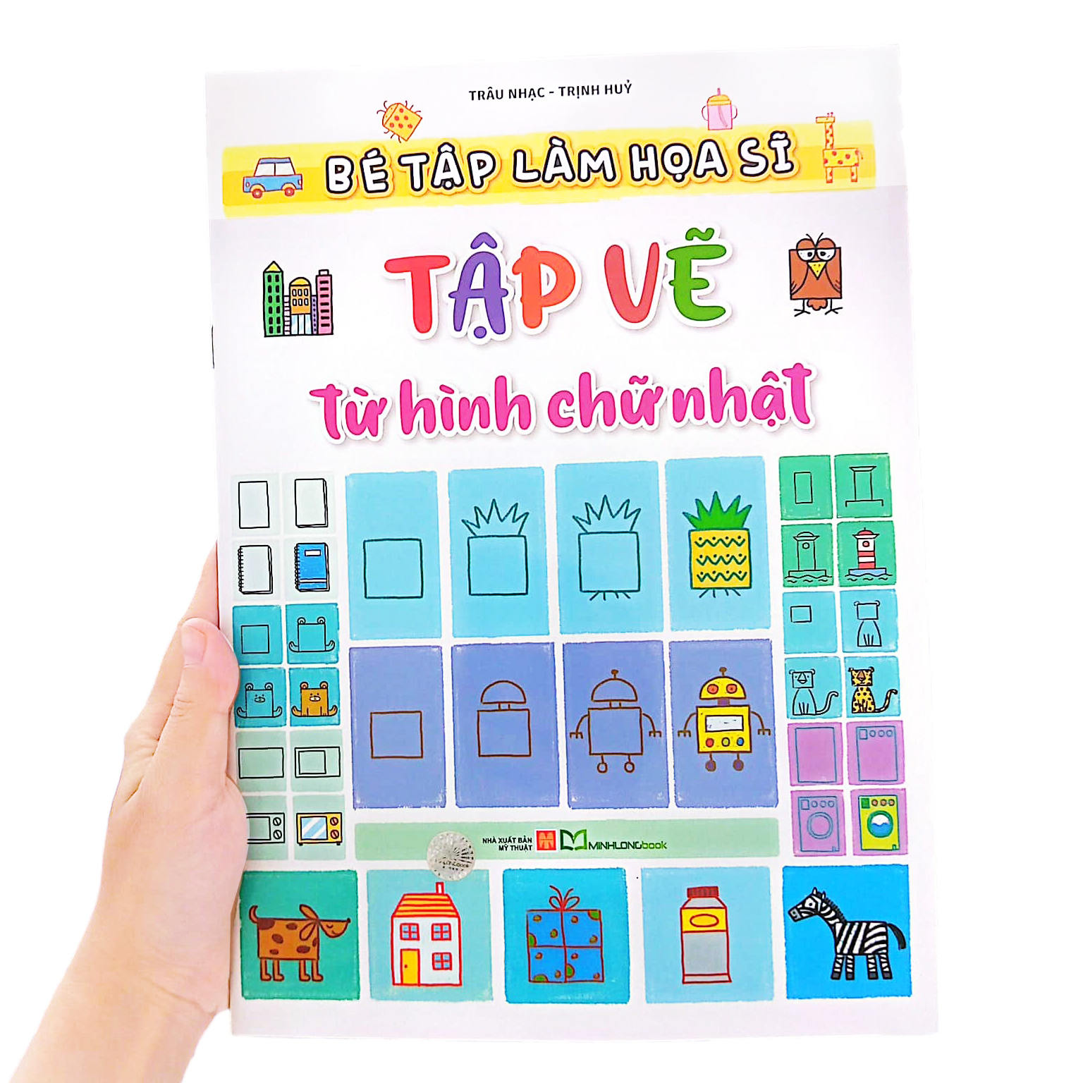 bé tập làm họa sĩ - tập vẽ từ hình chữ nhật