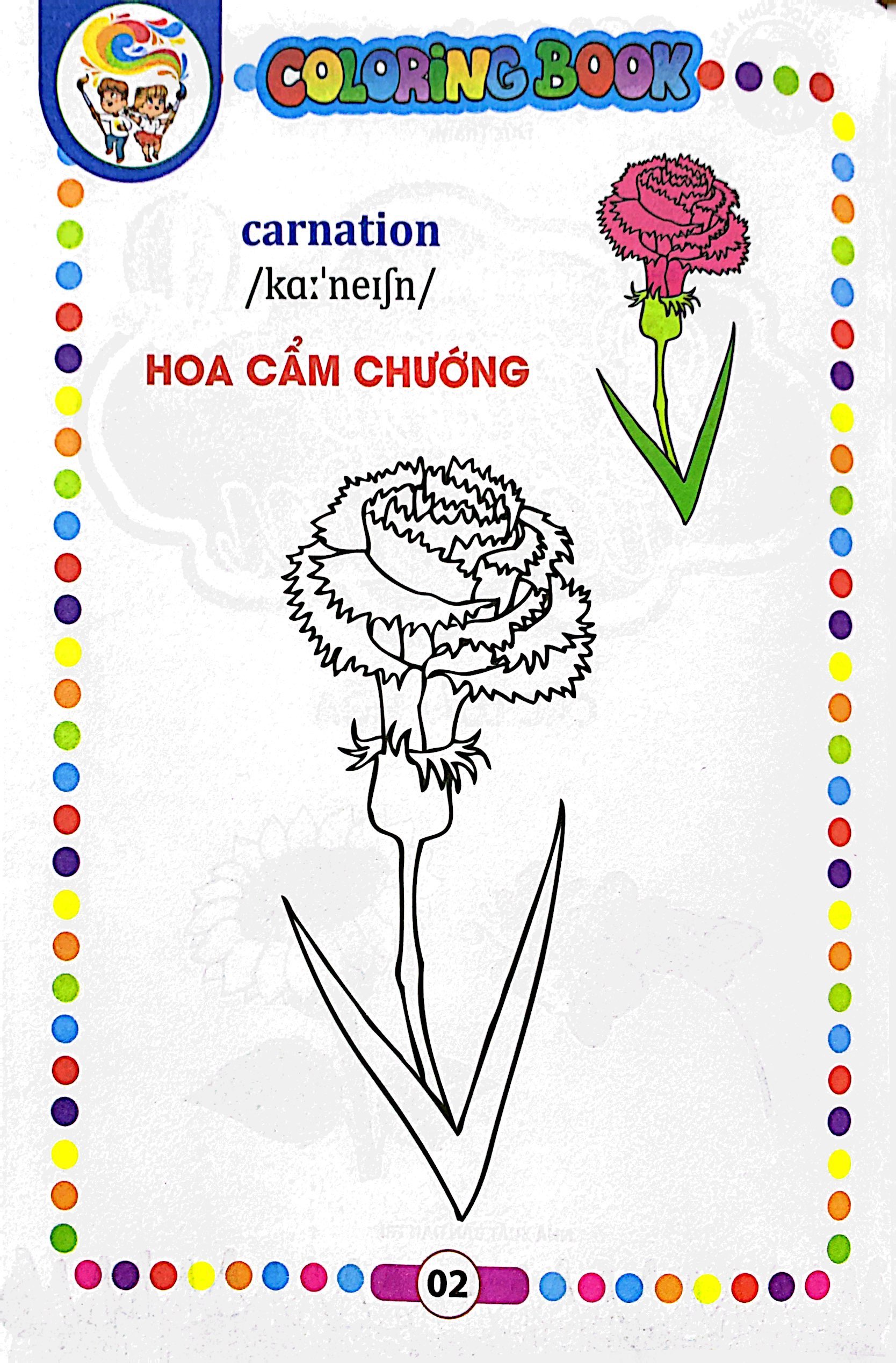 bé tập tô màu - các loài hoa (song ngữ anh - việt)