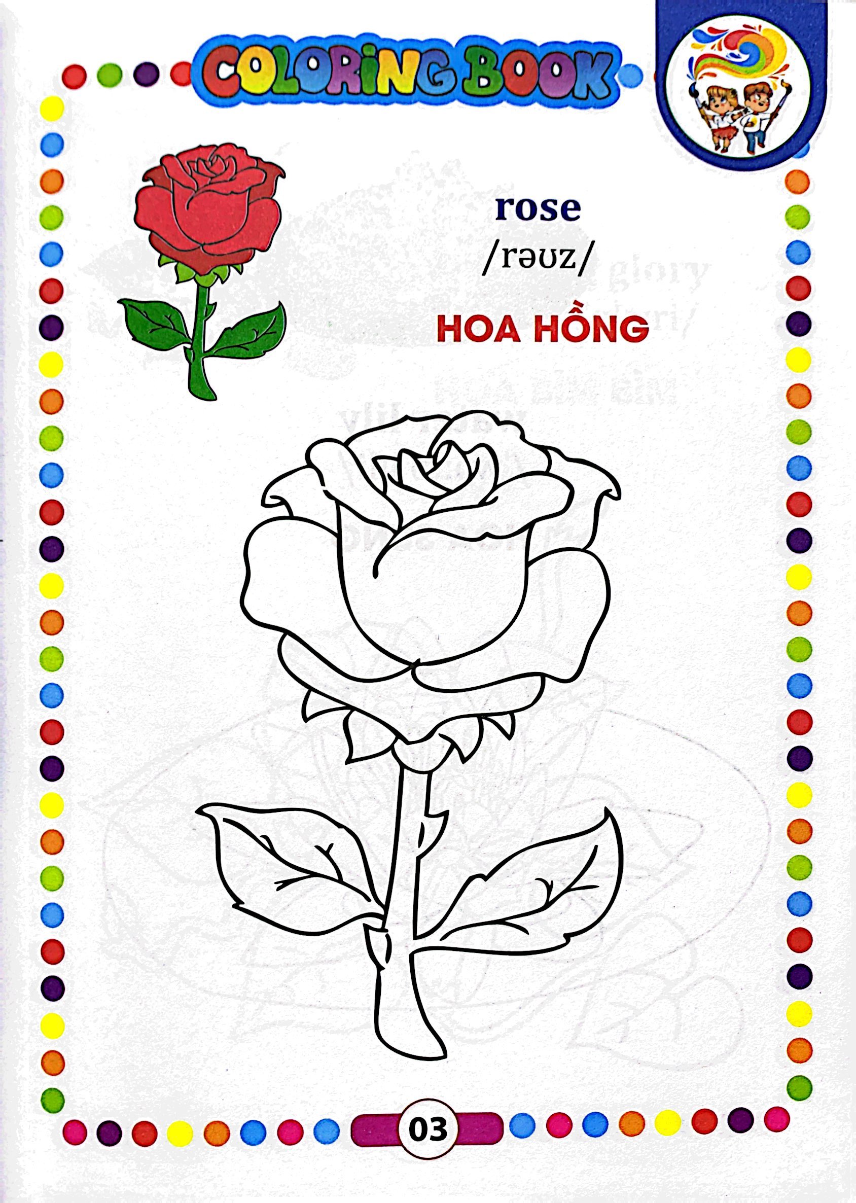 bé tập tô màu - các loài hoa (song ngữ anh - việt)