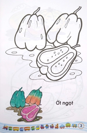 bé tập tô màu - các loại rau quả