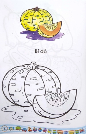 bé tập tô màu - các loại rau quả