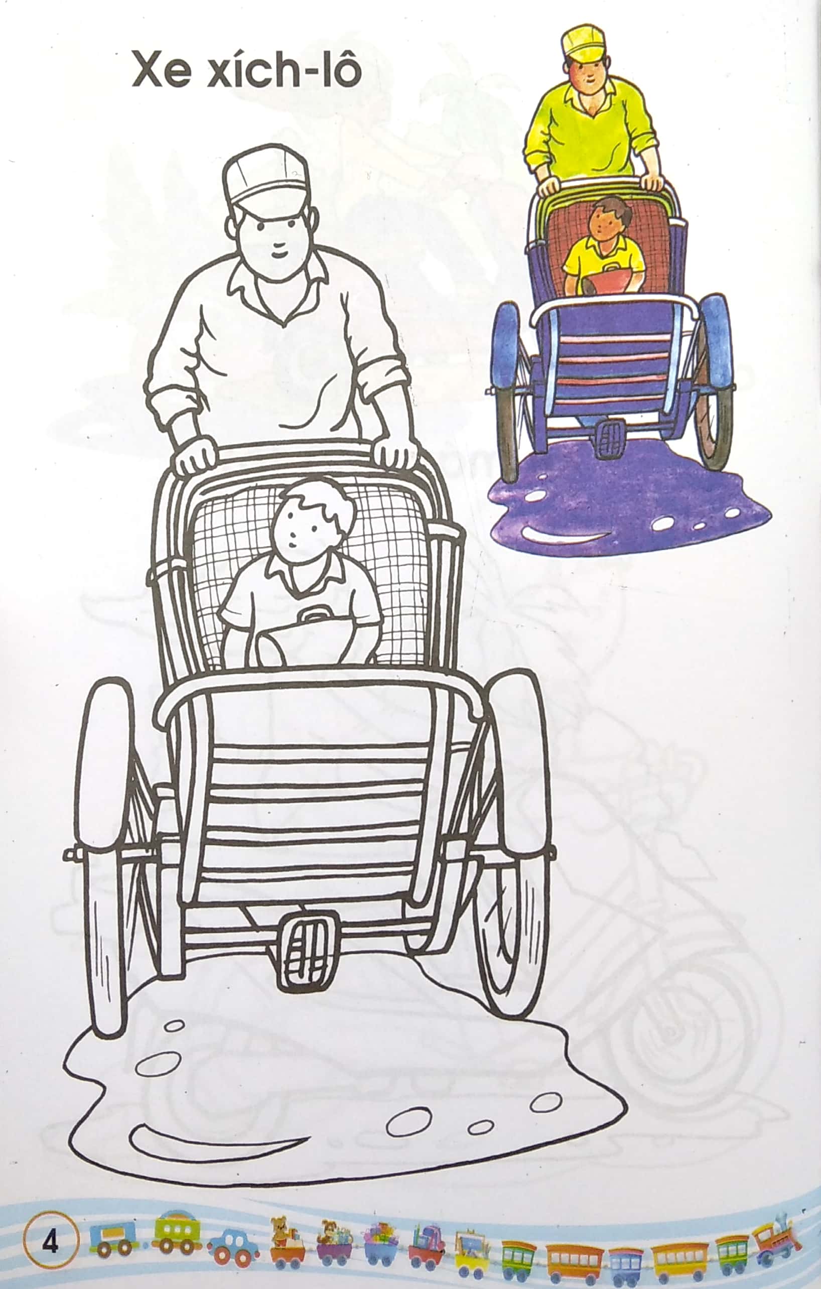 bé tập tô màu - các loại xe